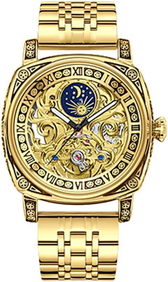 Phase Fashion Mechanical Watches Large Dial pin adult fellowship Wristwatch Men Luxury Man Automatic Watch Lunar 