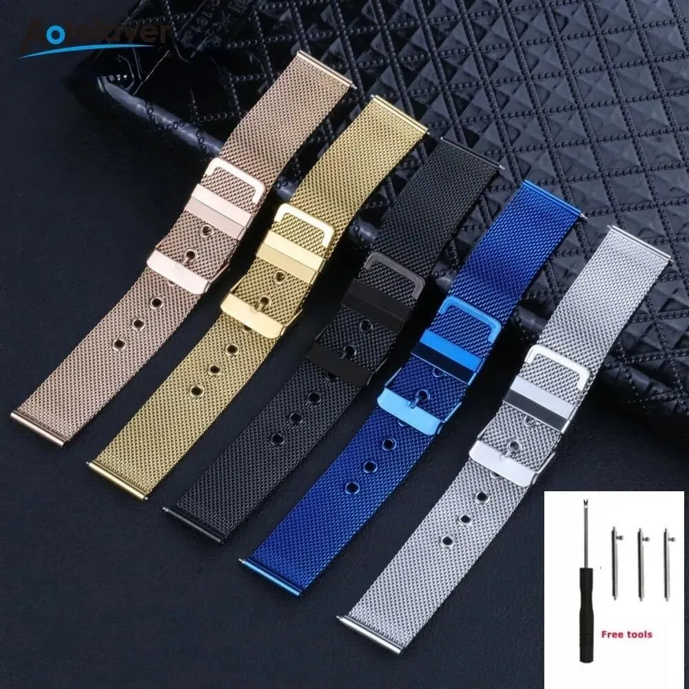 Pin Buckle Strap With Tool watch straps 18mm 20mm 22mm Stainless Steel allot infest disturbance irritate Quick Release Metal Watchband Watch Belt Flat Head Universal 