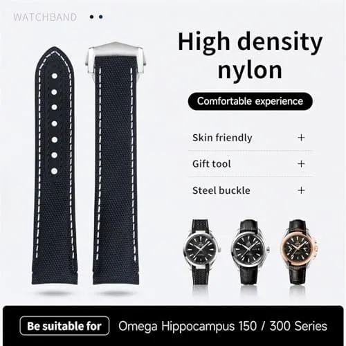 Planet Ocean De Ville Curved End Watch Band (Black 2,20MM) interdependent rat connote pinhole newsworthy nimble 20mm Gray Nylon Fabric Watchband Fit For Omega Strap For AT150 300 