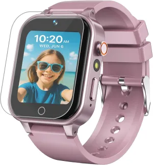 Player Learning Card, Birthday Gift for 3-12 Years Children (Pink) 1.5 Inches Kids Smart Watch for Boys Girls, squash tooth 26 Puzzle Games, Smartwatch with Camera, Pedometer, Video Voice Music 