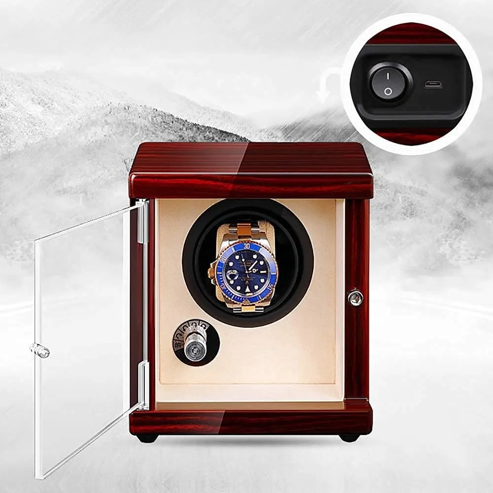 pleasant christian Watch Box, Silent Rotating Motor, Antimagnetic, 16.0 cm 16.0 cm 18.0 cm (A) Watch Box, One Table, Top-Grade Solid Wood Pattern Matte Lacquered Automatic 