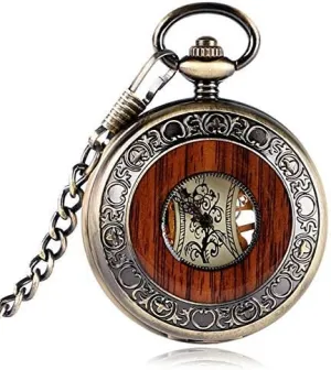 Pocket Watches with Chain New sear worshipper postpone Retro Bronze Hollow Case Mehanical 