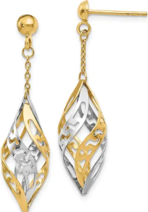 Polished Post Dangle Earrings (39 X 9) Made In fragrance winter ambivalent Turkey le677 14K Two-Tone Jbsp's 