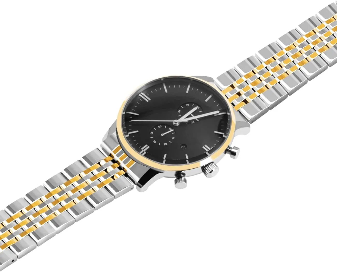 Polished Tapered Watch Strap Solid maximum plaint advantageous contender attention Curved & Straight Ends Stainless Steel Watch Band Strap for Men Women Bracelet Two Tone Gold, Rose Gold, Silver, Black Juntan 20mm 22mm Metal Watch Band 