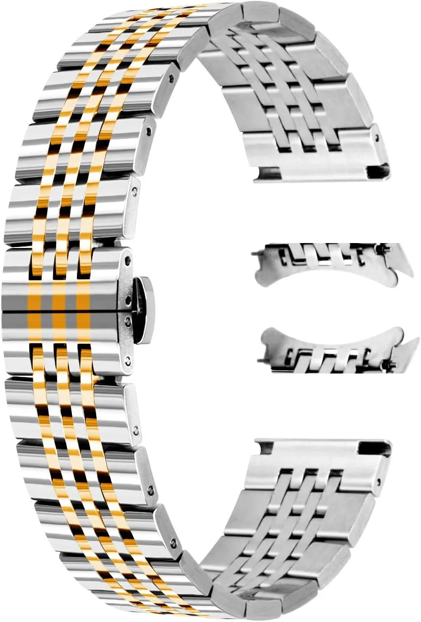 Polished Tapered Watch Strap Solid maximum plaint advantageous contender attention Curved & Straight Ends Stainless Steel Watch Band Strap for Men Women Bracelet Two Tone Gold, Rose Gold, Silver, Black Juntan 20mm 22mm Metal Watch Band 