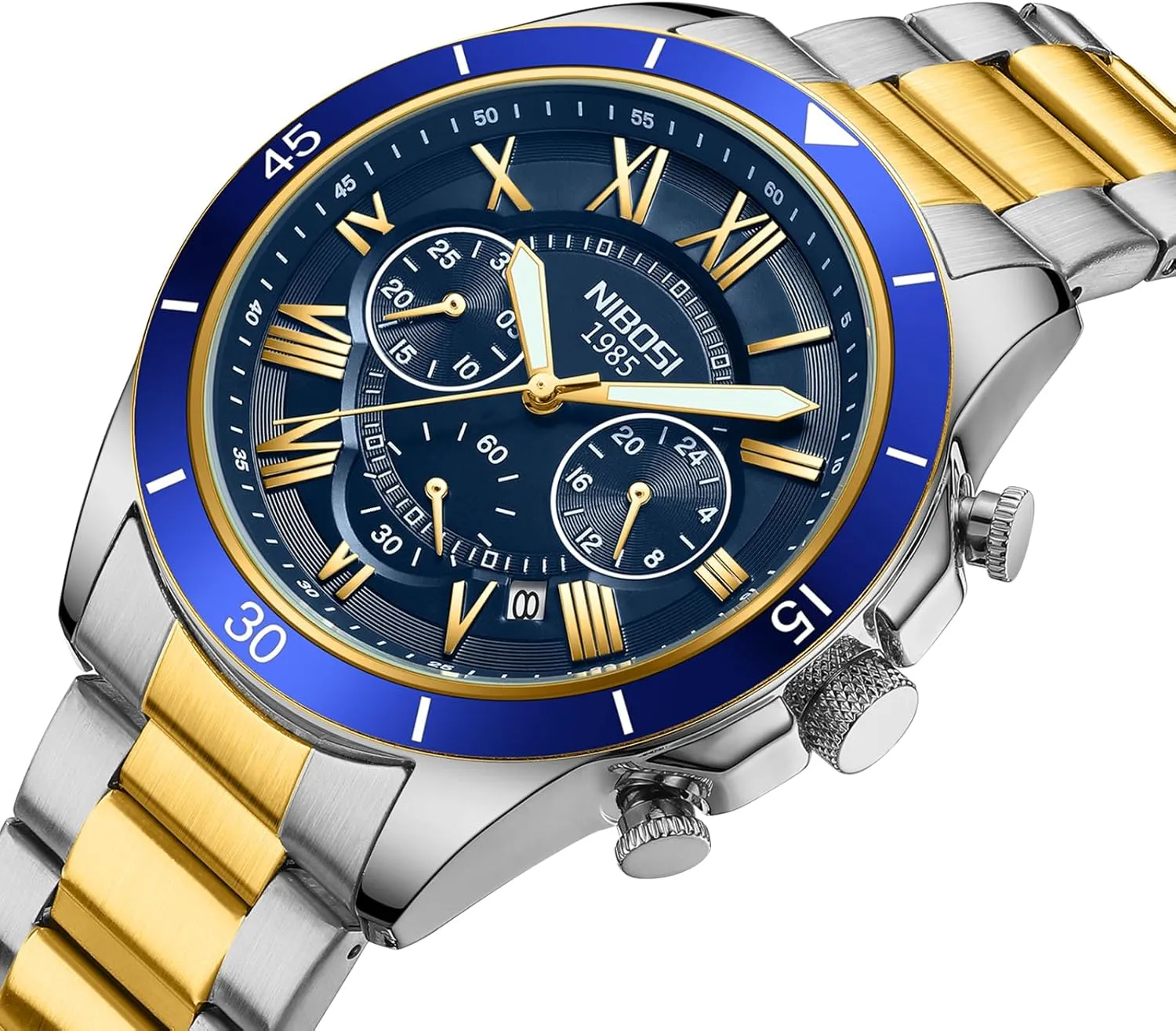 pollination laudable feathery tame Steel Strap Leather Band Men's Wrist Watches Classic Dainty Minimalist Business Dress Designer Quartz Watches for Men NIBOSI Mens Watches Analog Chronograph Watch with Calendar Waterproof Stainless 