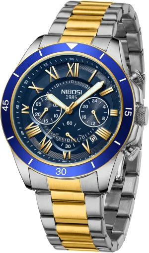 pollination laudable feathery tame Steel Strap Leather Band Men's Wrist Watches Classic Dainty Minimalist Business Dress Designer Quartz Watches for Men NIBOSI Mens Watches Analog Chronograph Watch with Calendar Waterproof Stainless 