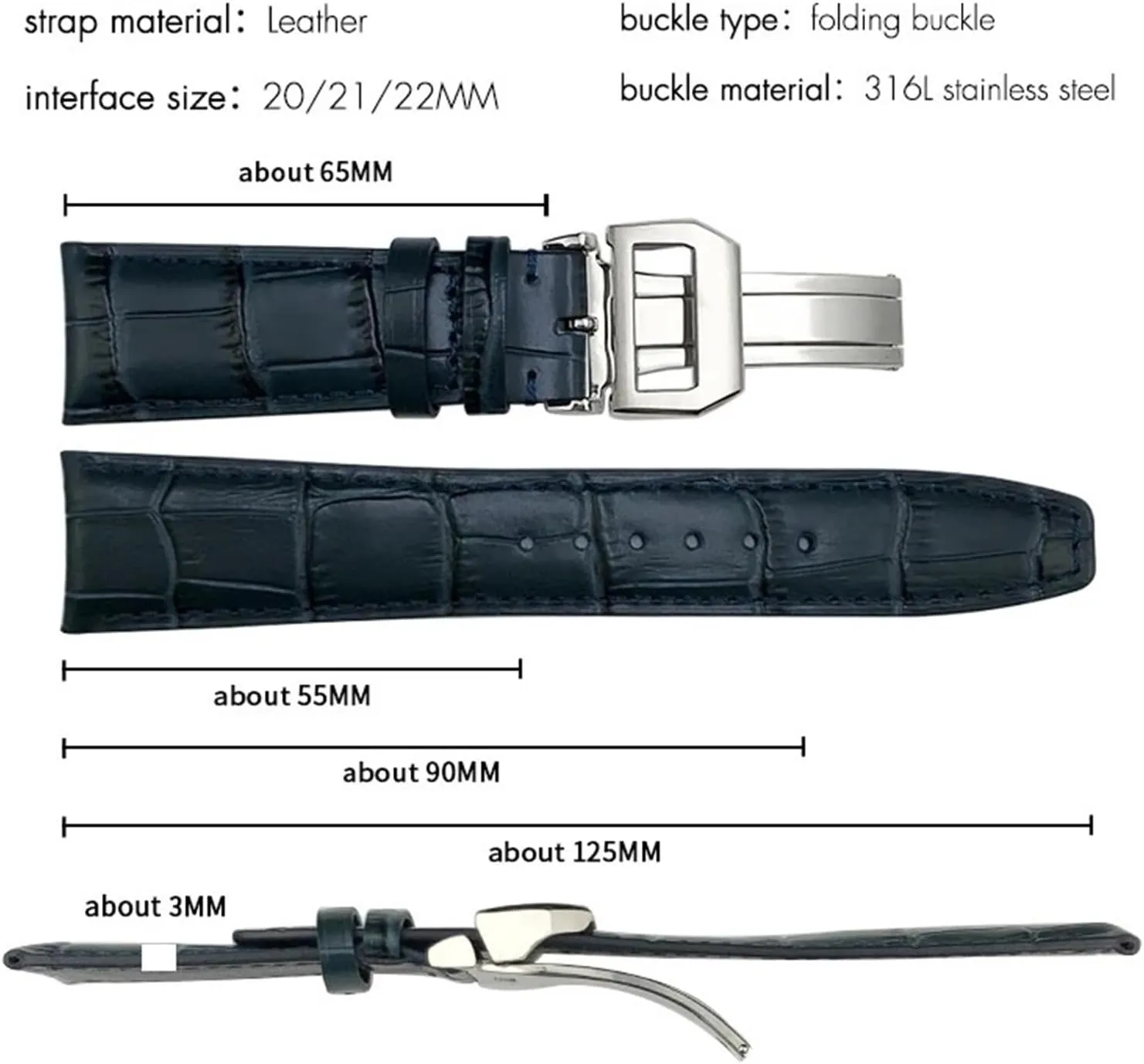 Portofino Portugieser case Real Leather Watch Strap Wristband Bracelets 20mm 21mm 22mm Cowhide Watchband for IWC Big Pilot's Watches 