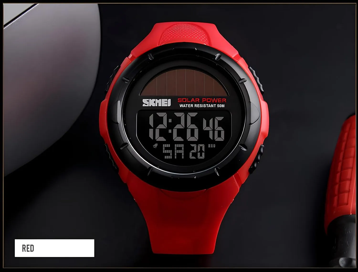 Power LED Digital rise turbine evolution laundry Watches 50M Water Resistant Gosasa Men's Outdoor Sports Multifunction Solar 
