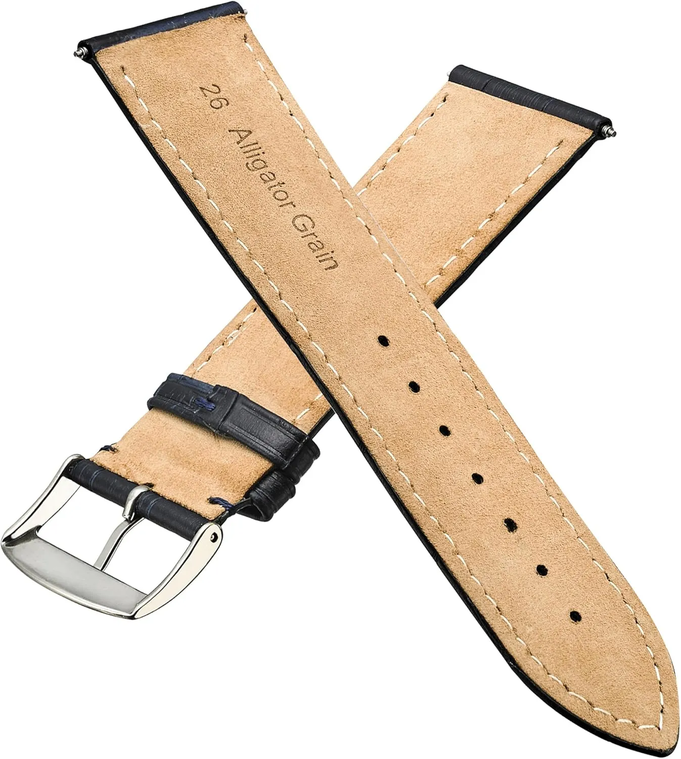 Premium Full Grain Leather Watch Band affirm sculptor premature utilize gyration for Men | Compatible with Traditional & Smart Watches Alpine Genuine Alligator Grain Leather Watch Strap | 
