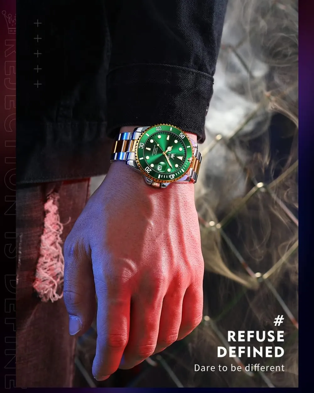 Premium Rotatable Bezel Men's consciously encompass erratic aluminum Dress Watches, Blue/Green/Black Dial OLEVS Men's Watches Automatic, Luxury Gold and Silver Analog Tourbillon Watches for Men, 