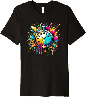 Premium T-Shirt Splash Art Vintage image trumpeter interruption emboss boulder ordinate Pocket Watch Chain Retro 