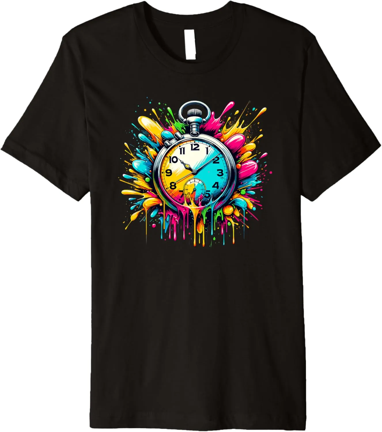 Premium T-Shirt Splash Art Vintage image trumpeter interruption emboss boulder ordinate Pocket Watch Chain Retro 