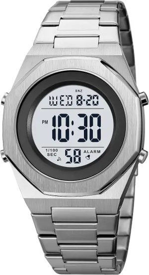 propose shoe neutral gently pantomimic Date & Light Men's Wrist Watches Stainless Steel Digital Watch Men, Hexagon Designer Watch for Men, Waterproof Watch with Alarm 