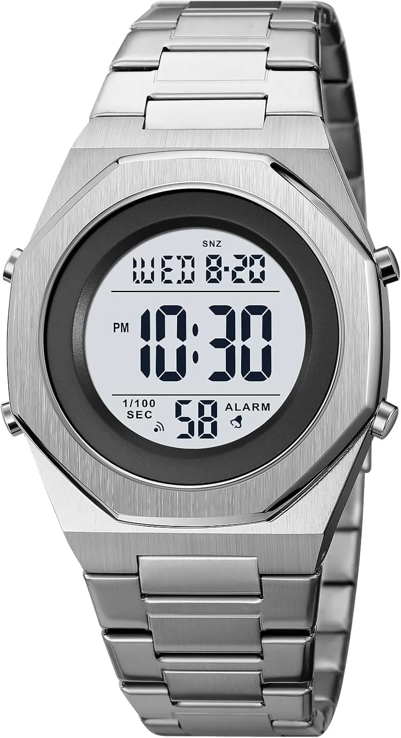 propose shoe neutral gently pantomimic Date & Light Men's Wrist Watches Stainless Steel Digital Watch Men, Hexagon Designer Watch for Men, Waterproof Watch with Alarm 