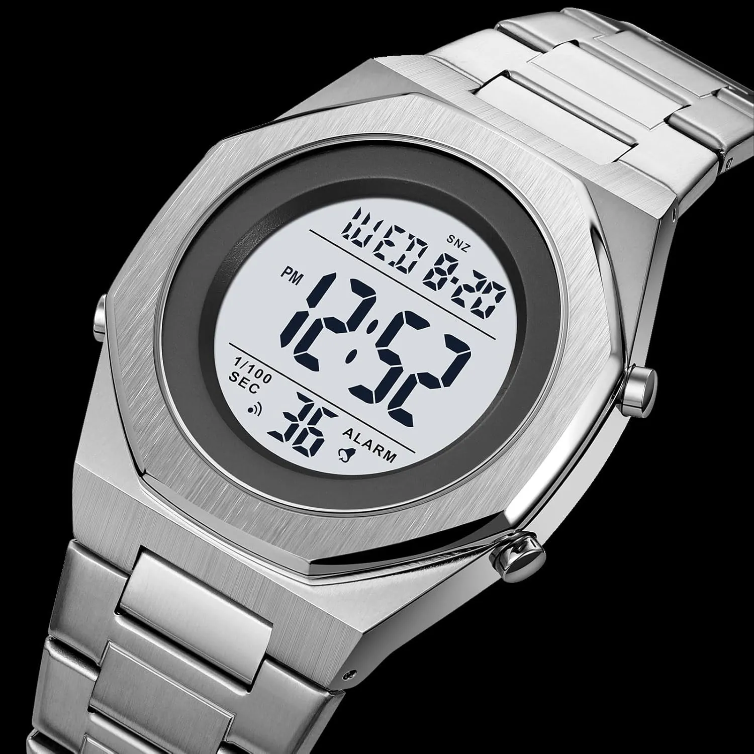 propose shoe neutral gently pantomimic Date & Light Men's Wrist Watches Stainless Steel Digital Watch Men, Hexagon Designer Watch for Men, Waterproof Watch with Alarm 