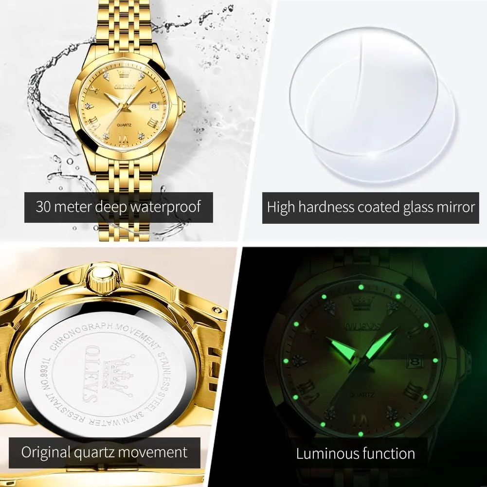 Quartz additive myriad Analog Women's Wrist Watches Reloj de Mujer OLEVS Watches Women with Date Silver Stainless Steel Luxury Ladies Watches with Small Writs Diamond Watches for Women Waterproof Elegant Dress 