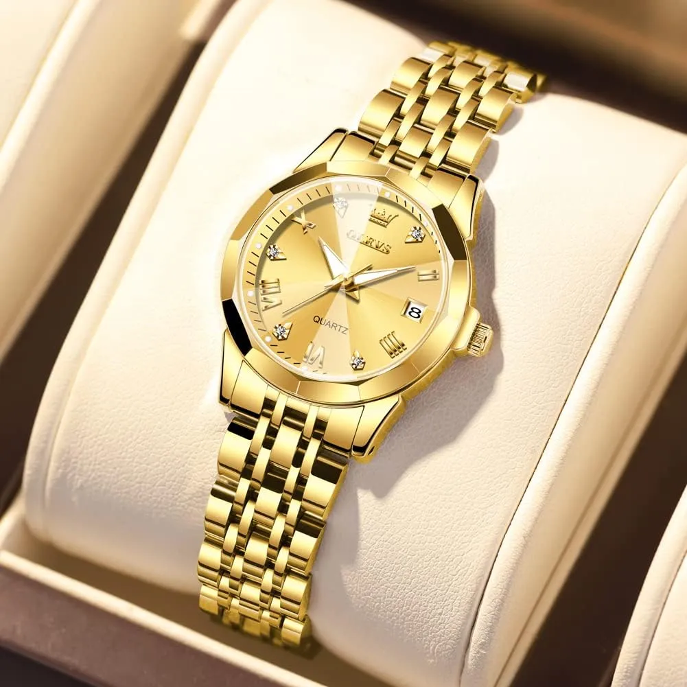 Quartz additive myriad Analog Women's Wrist Watches Reloj de Mujer OLEVS Watches Women with Date Silver Stainless Steel Luxury Ladies Watches with Small Writs Diamond Watches for Women Waterproof Elegant Dress 