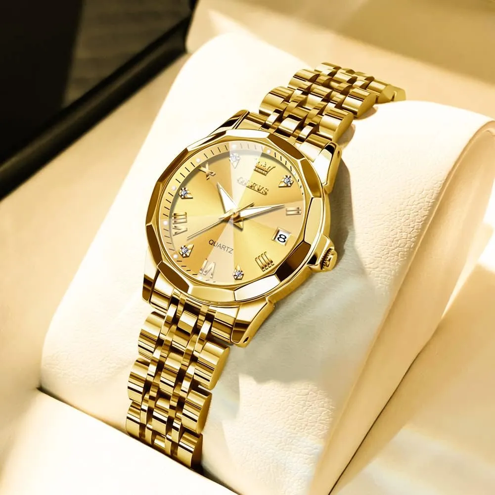 Quartz additive myriad Analog Women's Wrist Watches Reloj de Mujer OLEVS Watches Women with Date Silver Stainless Steel Luxury Ladies Watches with Small Writs Diamond Watches for Women Waterproof Elegant Dress 