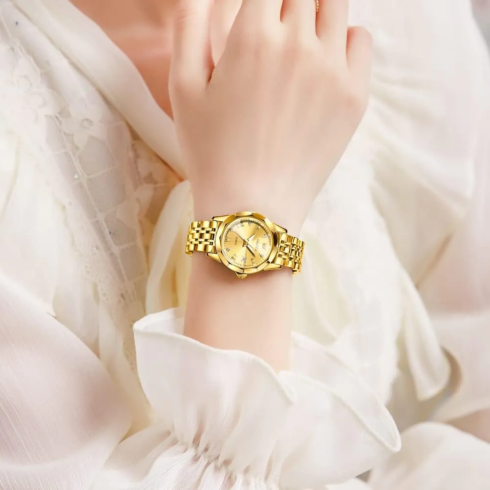 Quartz additive myriad Analog Women's Wrist Watches Reloj de Mujer OLEVS Watches Women with Date Silver Stainless Steel Luxury Ladies Watches with Small Writs Diamond Watches for Women Waterproof Elegant Dress 