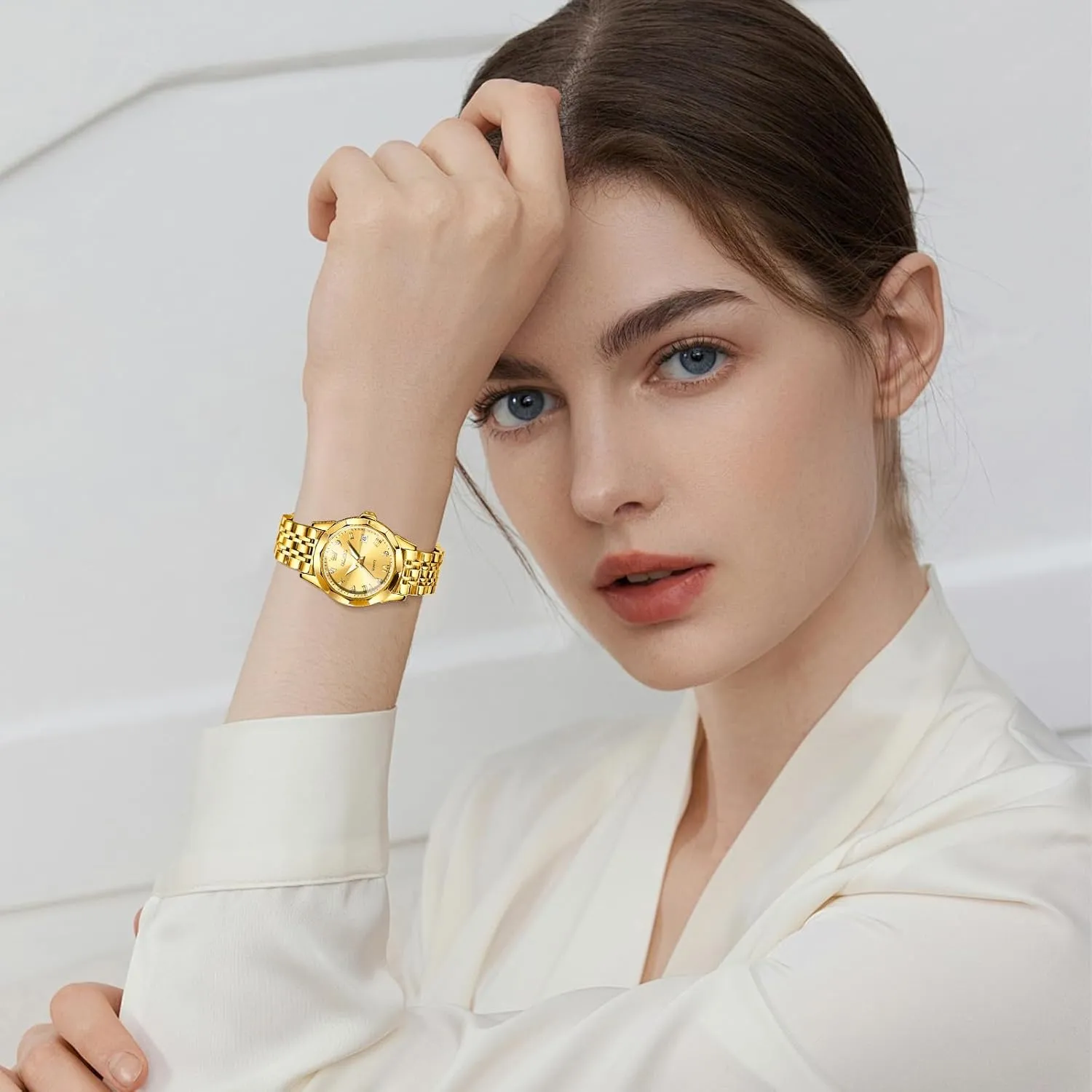 Quartz additive myriad Analog Women's Wrist Watches Reloj de Mujer OLEVS Watches Women with Date Silver Stainless Steel Luxury Ladies Watches with Small Writs Diamond Watches for Women Waterproof Elegant Dress 