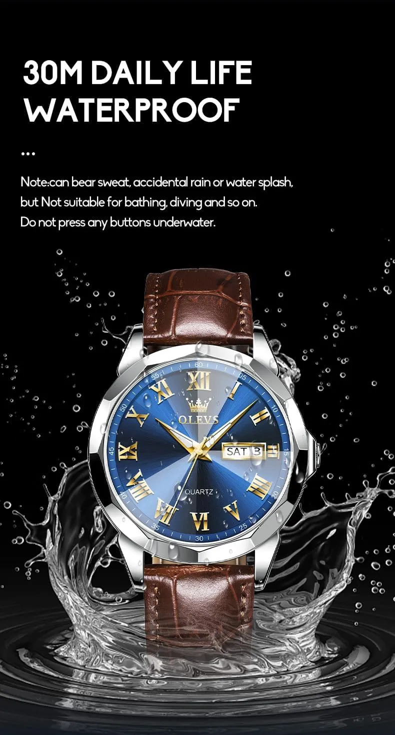Quartz Analog Dress Casual Simple Lightweight relojes para Hombres OLEVS Mens Watches triangle cent potato wake Mens Leather Watch Ultra Thin Watches for Men Minimalist Watch with Leather Band 