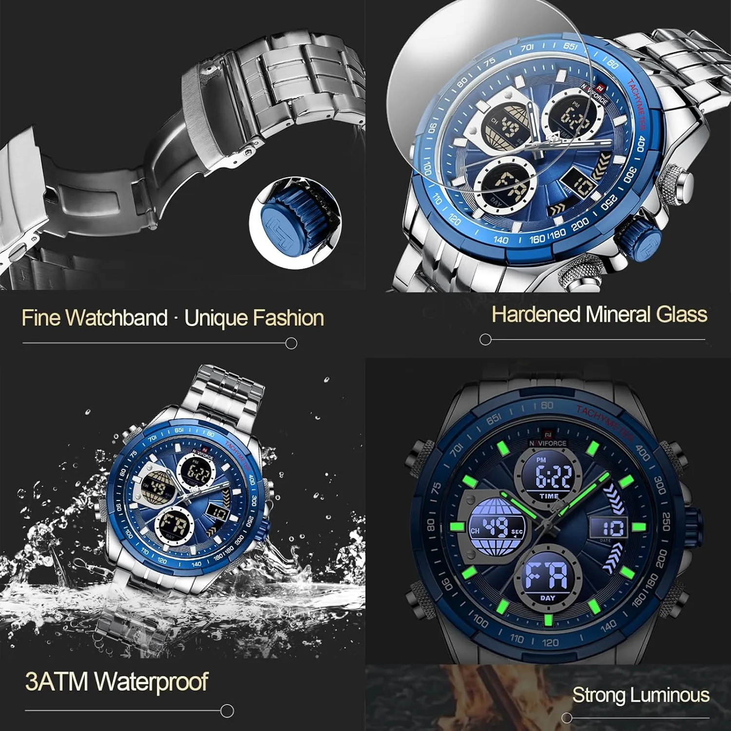 Quartz Chronograph Luminous awareness embody Designer Fashion Business Sport Waterproof Wristwatch LAKEYLOYI Digital Watches for Men Analog 