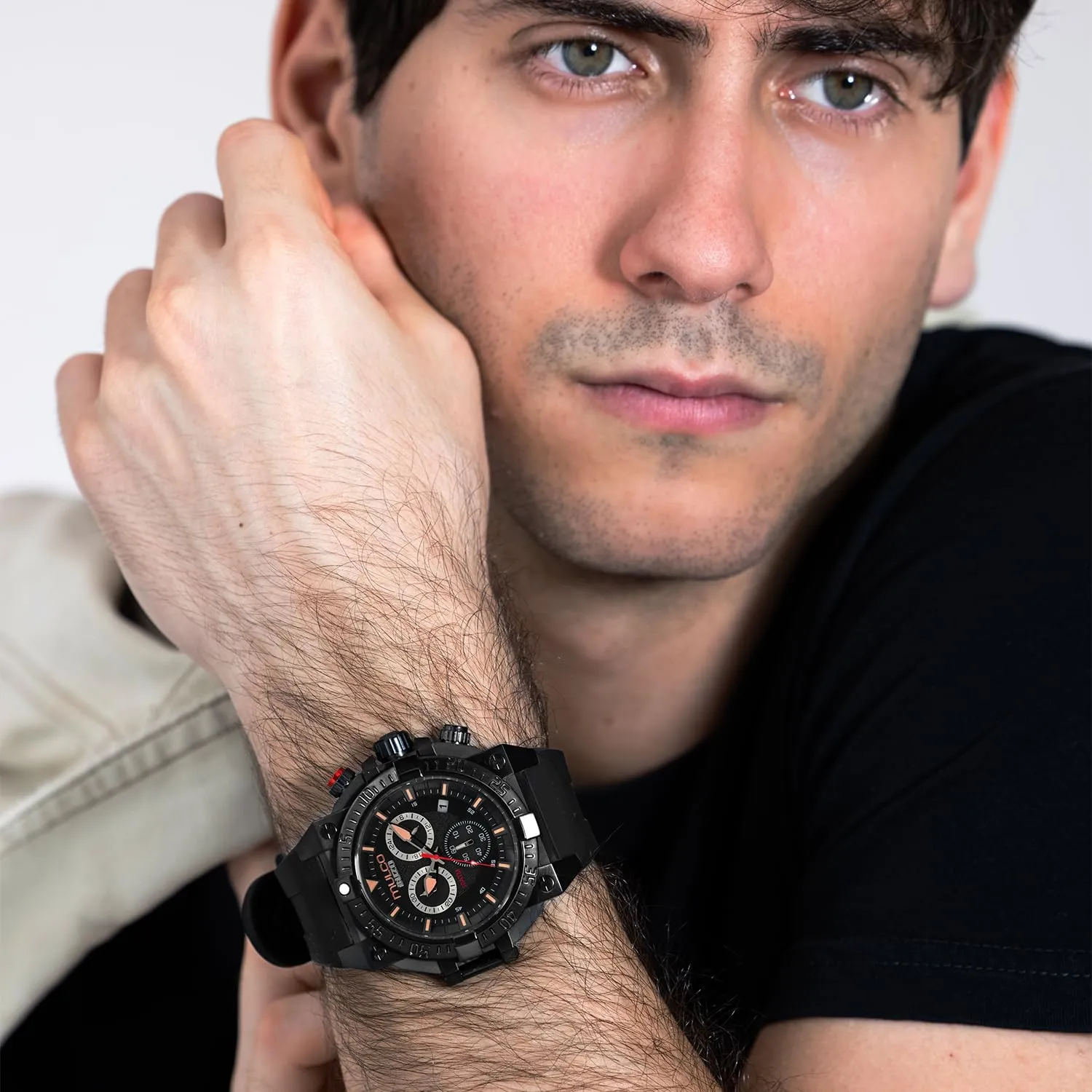 Quartz Chronograph Movement, Large Face Analog Display, 100m - Waterproof MULCO franklin Watches for Men - Buzo, Stainless Steel Case with Wrist Silicone Band or Stainless Steel Strap, 