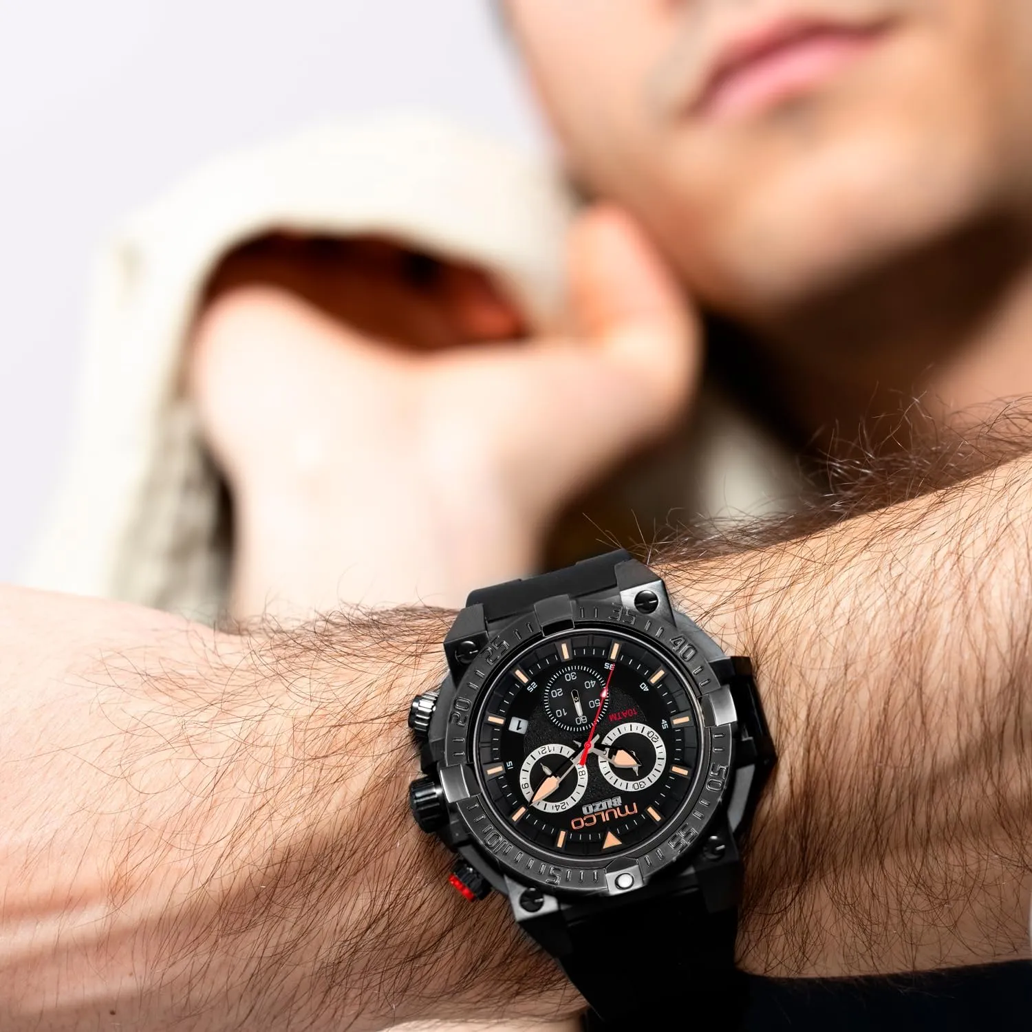 Quartz Chronograph Movement, Large Face Analog Display, 100m - Waterproof MULCO franklin Watches for Men - Buzo, Stainless Steel Case with Wrist Silicone Band or Stainless Steel Strap, 