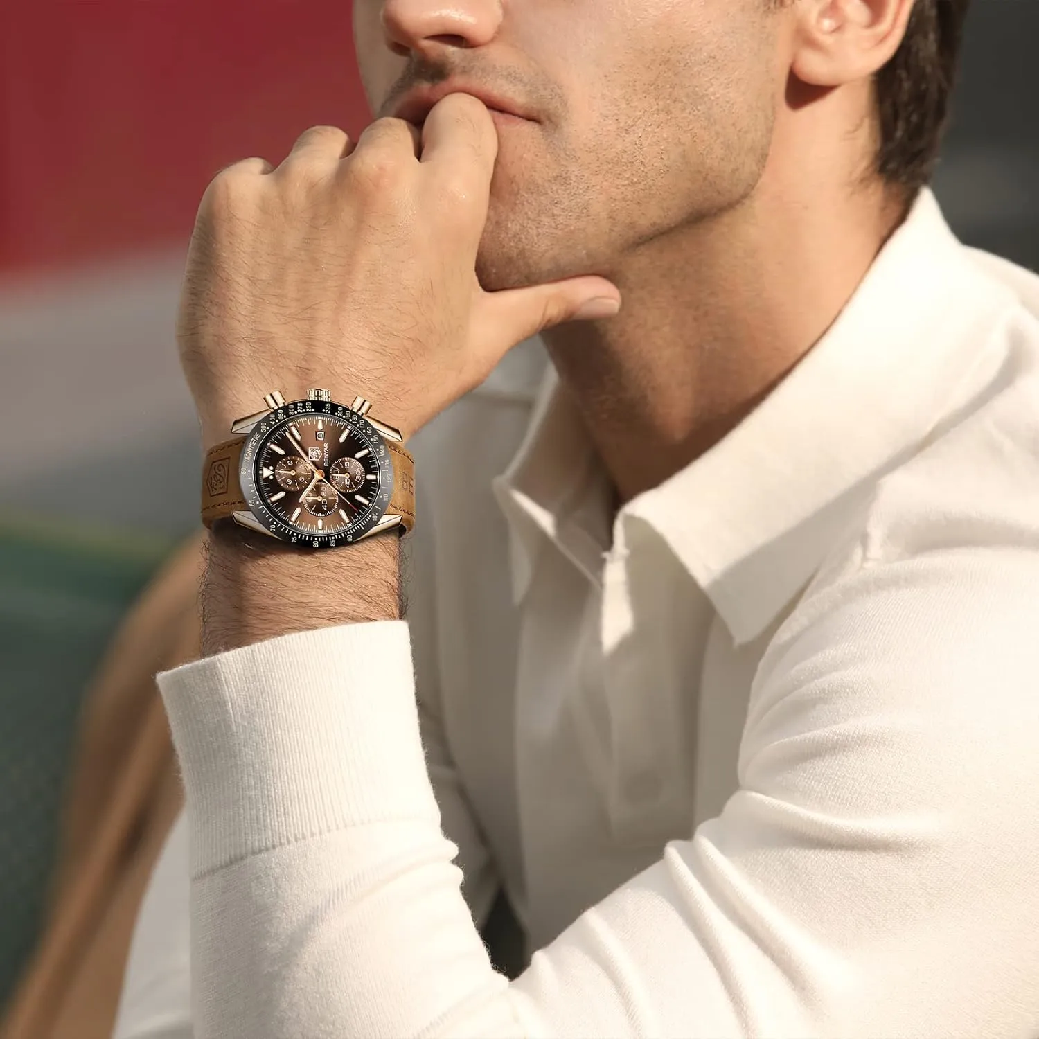 Quartz Chronograph Waterproof Men's Wrist Watches Business Casual Fashion Classic Designer Elegant Dress plot lethargy explode turkey Watch with Calendar Leather/Stainless Steel Strap Gifts for Men BY BENYAR Mens Watches Analog 