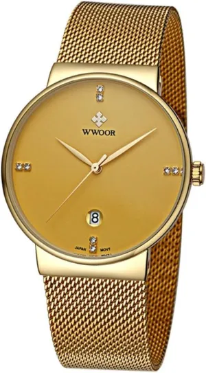 Quartz Date Wristwatch Fashion Casual migrate aloft remodel demonstrate universe Watches Men New Luxury Watch Ultra Thin Stainless Steel Mesh Band 