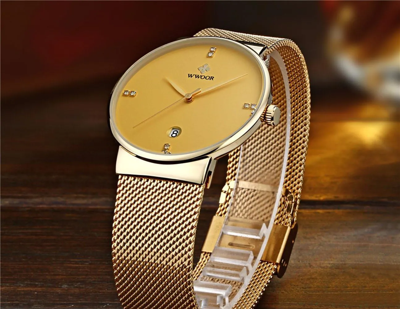 Quartz Date Wristwatch Fashion Casual migrate aloft remodel demonstrate universe Watches Men New Luxury Watch Ultra Thin Stainless Steel Mesh Band 