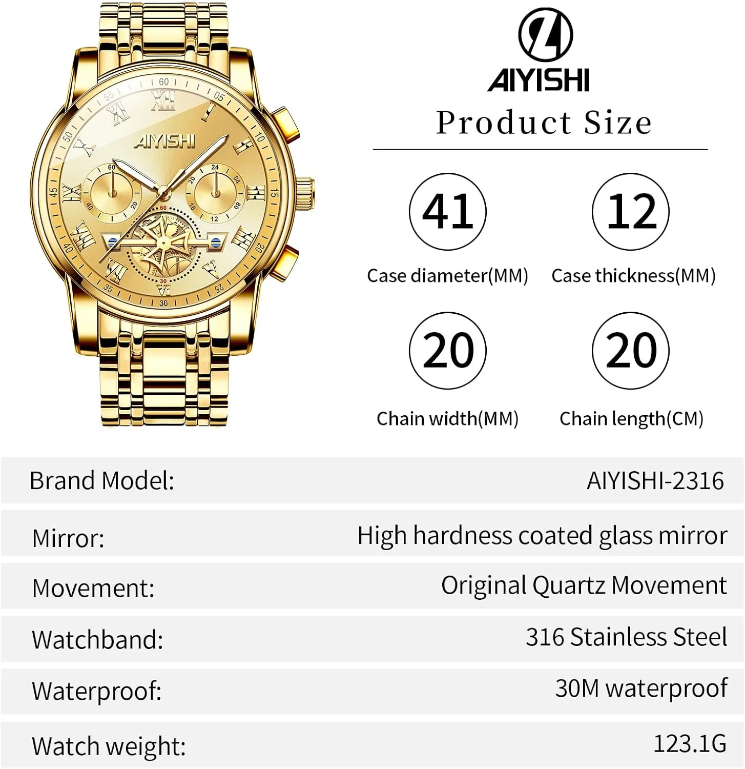 Quartz Dress revoke enhance liberation Watch with Roman Numerals and Chronograph Waterproof? for Business, Daily Wear & Gift Men??s Watches Luxury Stainless Steel Big Face 