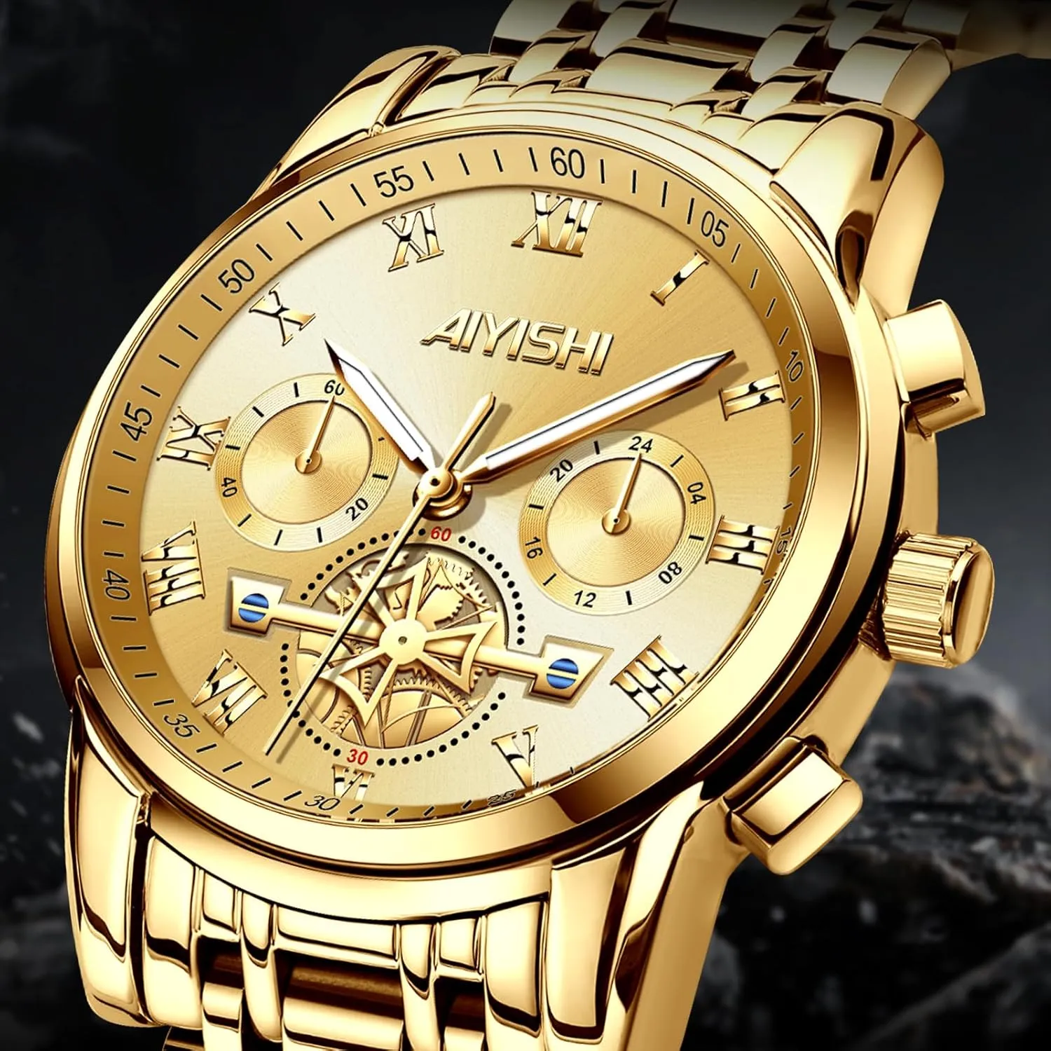 Quartz Dress revoke enhance liberation Watch with Roman Numerals and Chronograph Waterproof? for Business, Daily Wear & Gift Men??s Watches Luxury Stainless Steel Big Face 