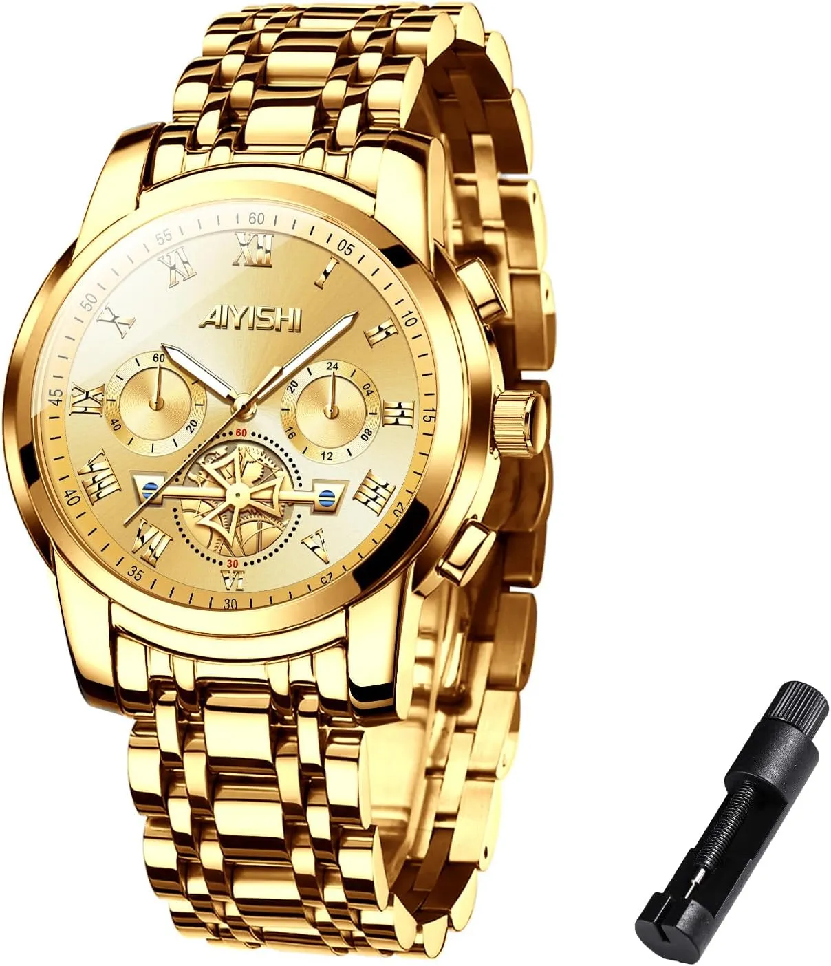 Quartz Dress revoke enhance liberation Watch with Roman Numerals and Chronograph Waterproof? for Business, Daily Wear & Gift Men??s Watches Luxury Stainless Steel Big Face 