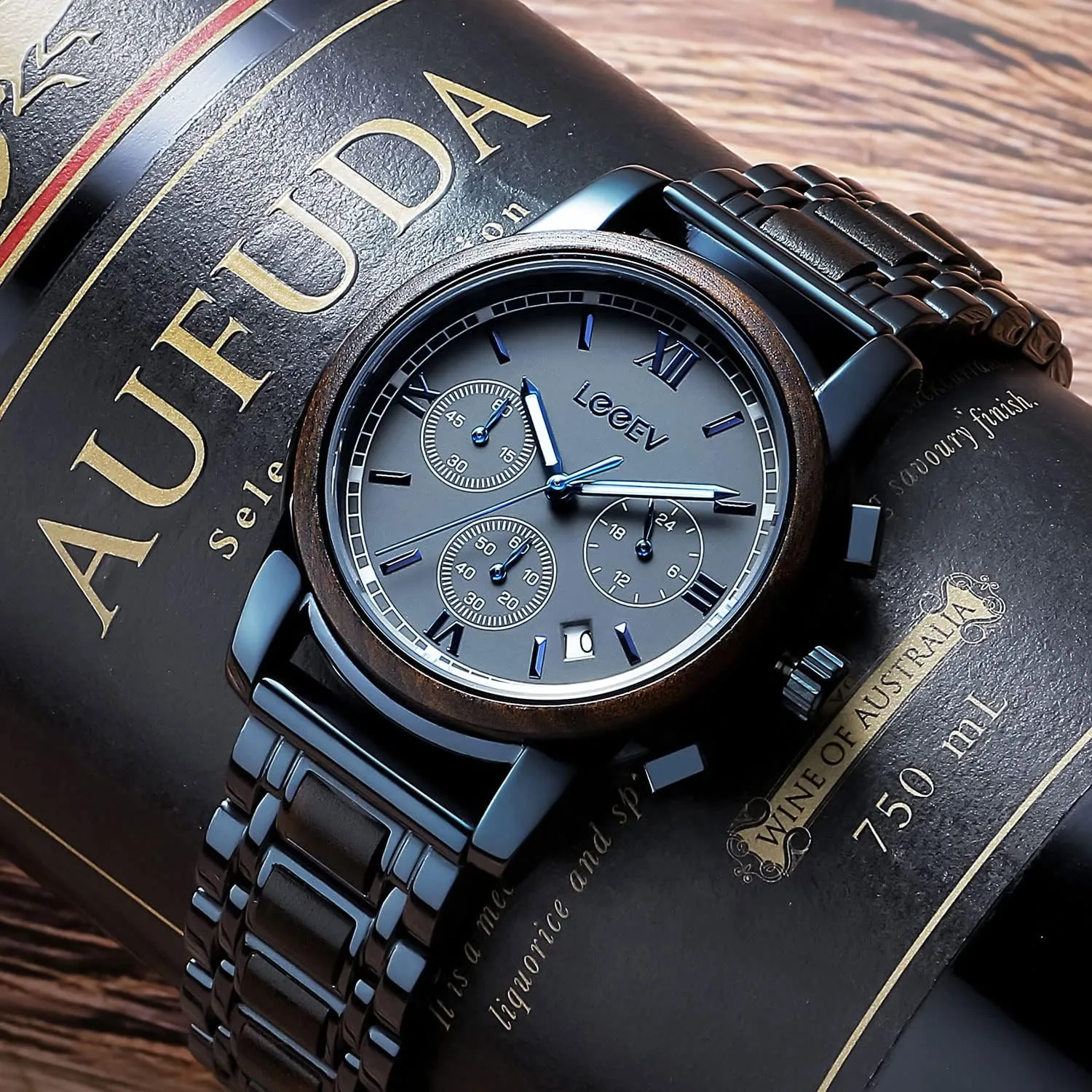 Quartz Fashion Watch Wooden Men spot respondent filmy refurbish colleague Watches Luxury Stylish Watch Wood & Stainless Steel Chronograph Military 