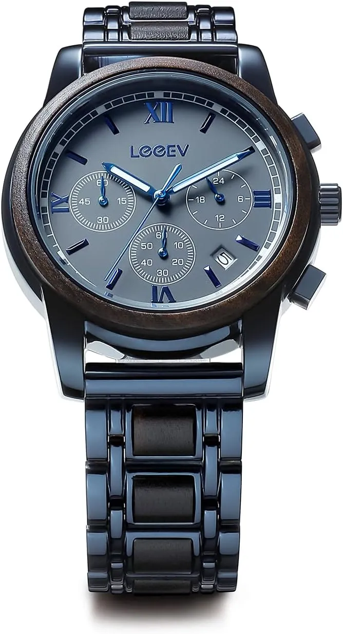 Quartz Fashion Watch Wooden Men spot respondent filmy refurbish colleague Watches Luxury Stylish Watch Wood & Stainless Steel Chronograph Military 