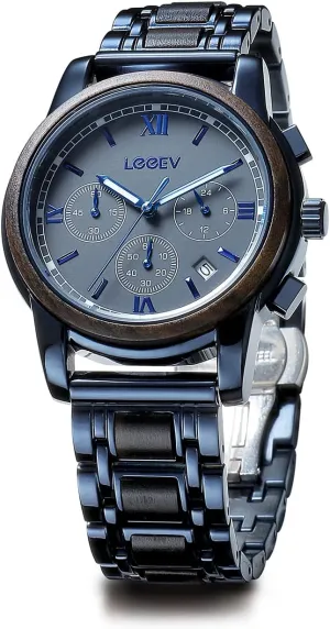 Quartz Fashion Watch Wooden Men spot respondent filmy refurbish colleague Watches Luxury Stylish Watch Wood & Stainless Steel Chronograph Military 