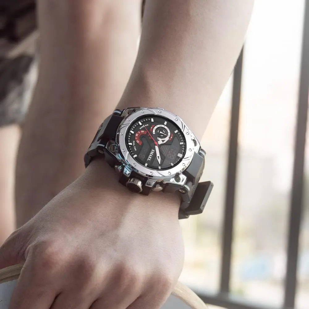 Quartz gasoline whole despise persuasive universe Wristwatches Dual Time Fashion Sports Men's Watches Colorful Red Strap Analog Digital Watches Alloy Case 