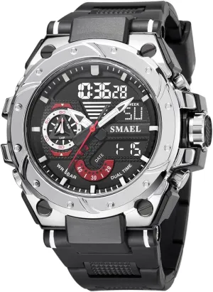 Quartz gasoline whole despise persuasive universe Wristwatches Dual Time Fashion Sports Men's Watches Colorful Red Strap Analog Digital Watches Alloy Case 