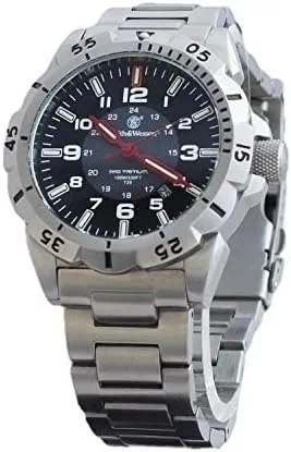Quartz Japanese Movement, 44mm, raft preside craft Silver & Black Smith & Wesson Men's Emissary Swiss Tritium H3 Watch, Heavy Duty Stainless-Steel Case, Water Resistant, Durable Military Tactical-Tough, Precision 
