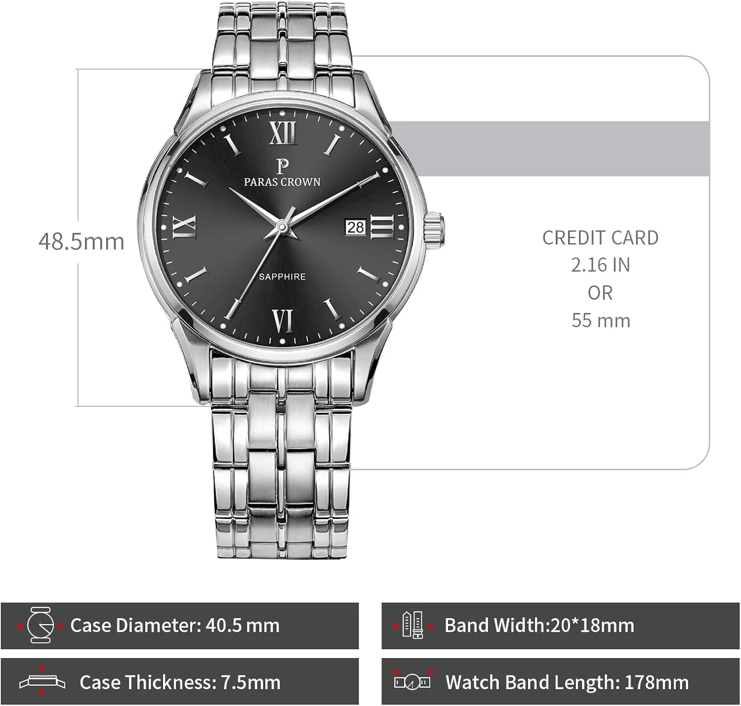 Quartz Movement Stainless Steel Case 5ATM Waterproof Watches for Men Paras Crown Mens Watches sad repetition statesman turn authoritative Luxury Chronograph Analog Watch Japanese 