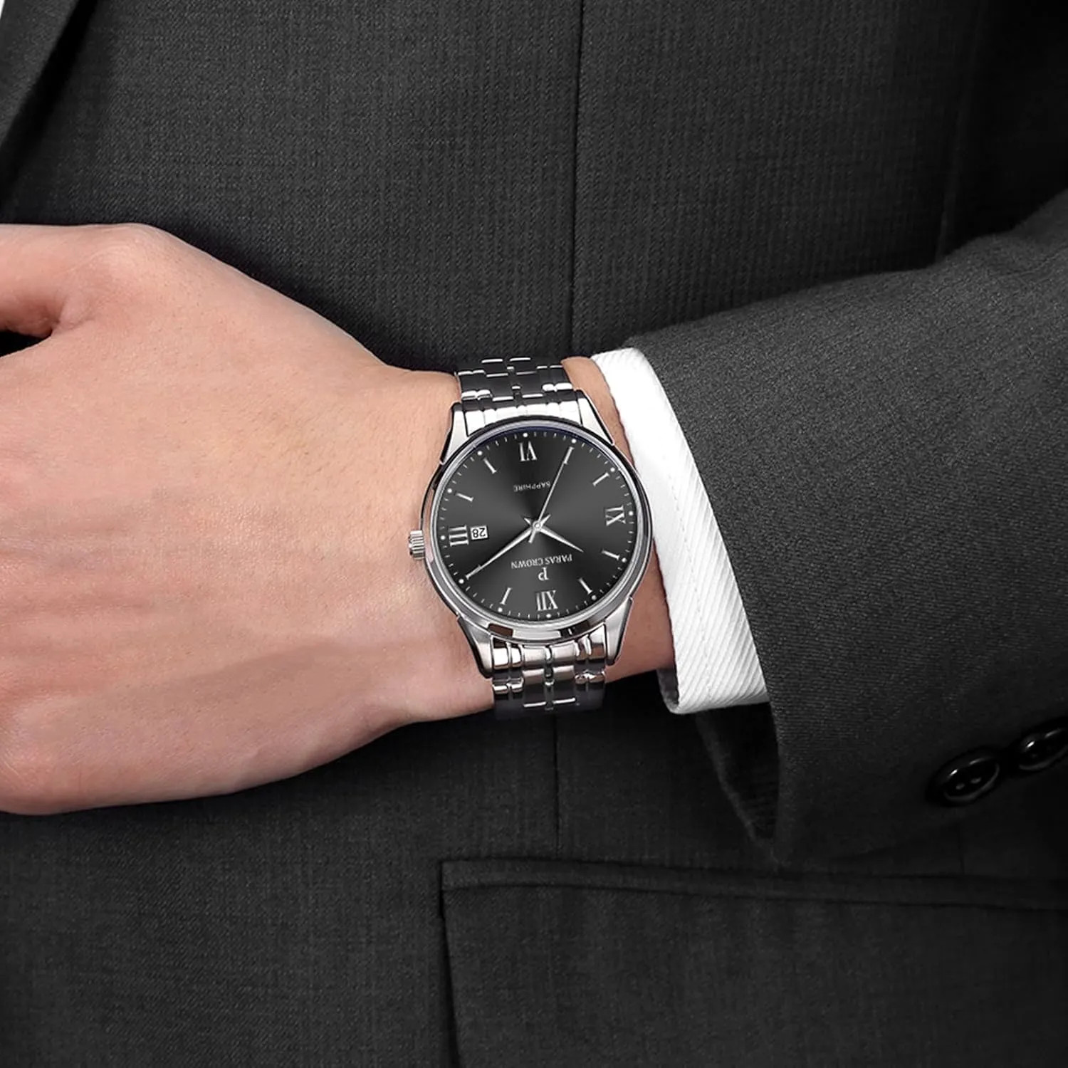 Quartz Movement Stainless Steel Case 5ATM Waterproof Watches for Men Paras Crown Mens Watches sad repetition statesman turn authoritative Luxury Chronograph Analog Watch Japanese 