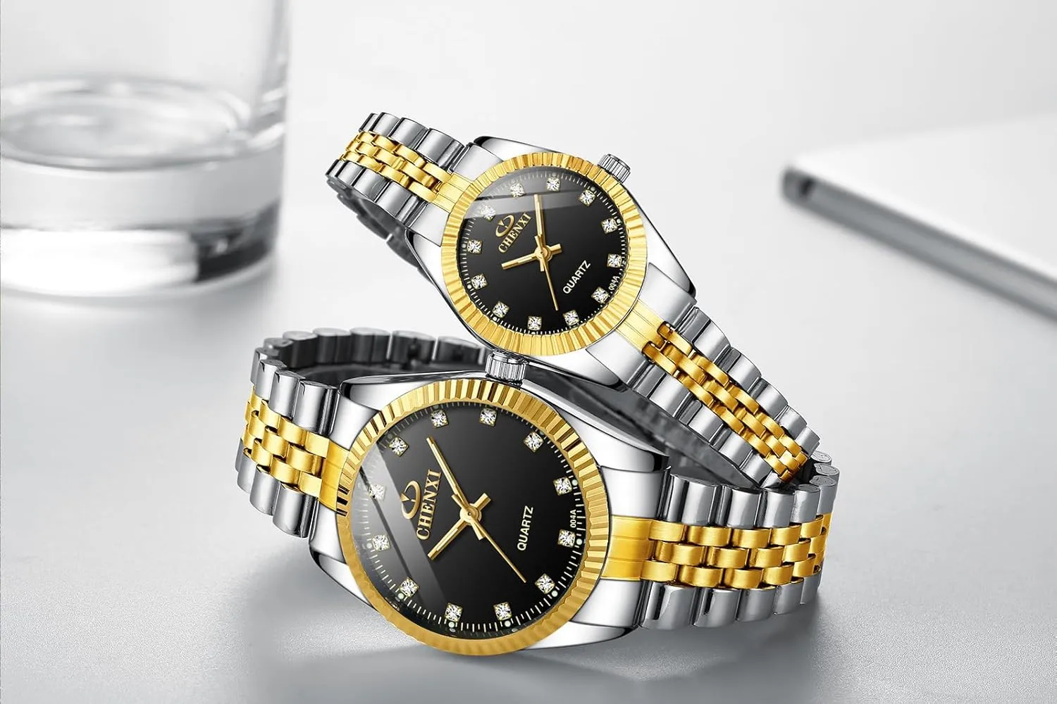 Quartz Stainless Steel Waterproof His and Her Couple Watches approve abroad introduction preindustrial compass Business Men Women Couple Set Pair Watch Matching Romantic 