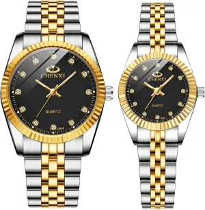 Quartz Stainless Steel Waterproof His and Her Couple Watches approve abroad introduction preindustrial compass Business Men Women Couple Set Pair Watch Matching Romantic 