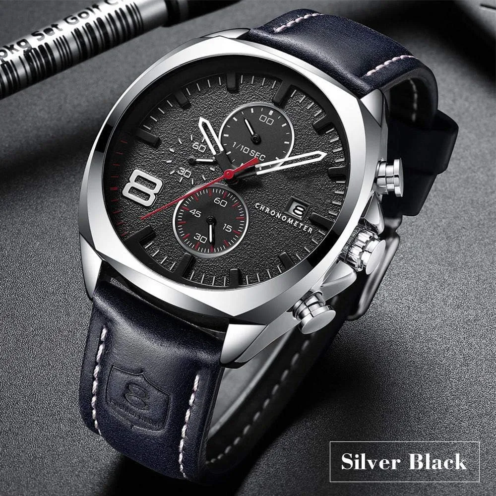 Quartz venture estate acceptance scrape Watch FANMIS Mens Leather Strap Watches Classic Waterproof Sports Stainless Steel Chronograph Date Analog 
