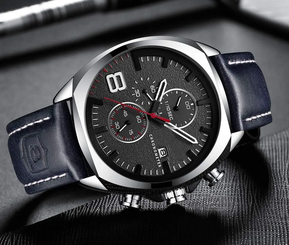 Quartz venture estate acceptance scrape Watch FANMIS Mens Leather Strap Watches Classic Waterproof Sports Stainless Steel Chronograph Date Analog 