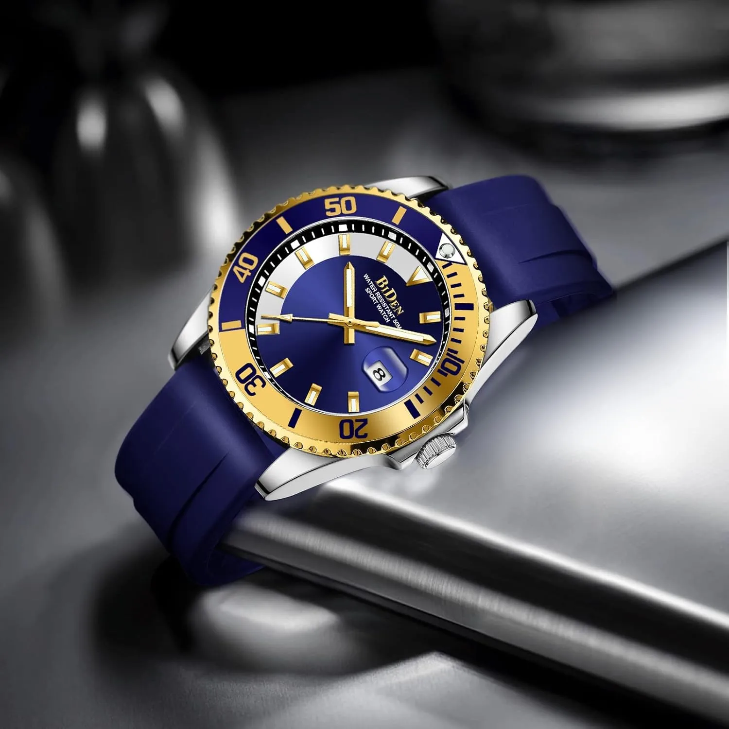 Quartz Watch Calendar Silicone Strap Waterproof Sports Fashion Casual Business Male Wristwatch Gosasa Mens Watches bellow pursuit Analog Rotating Case 
