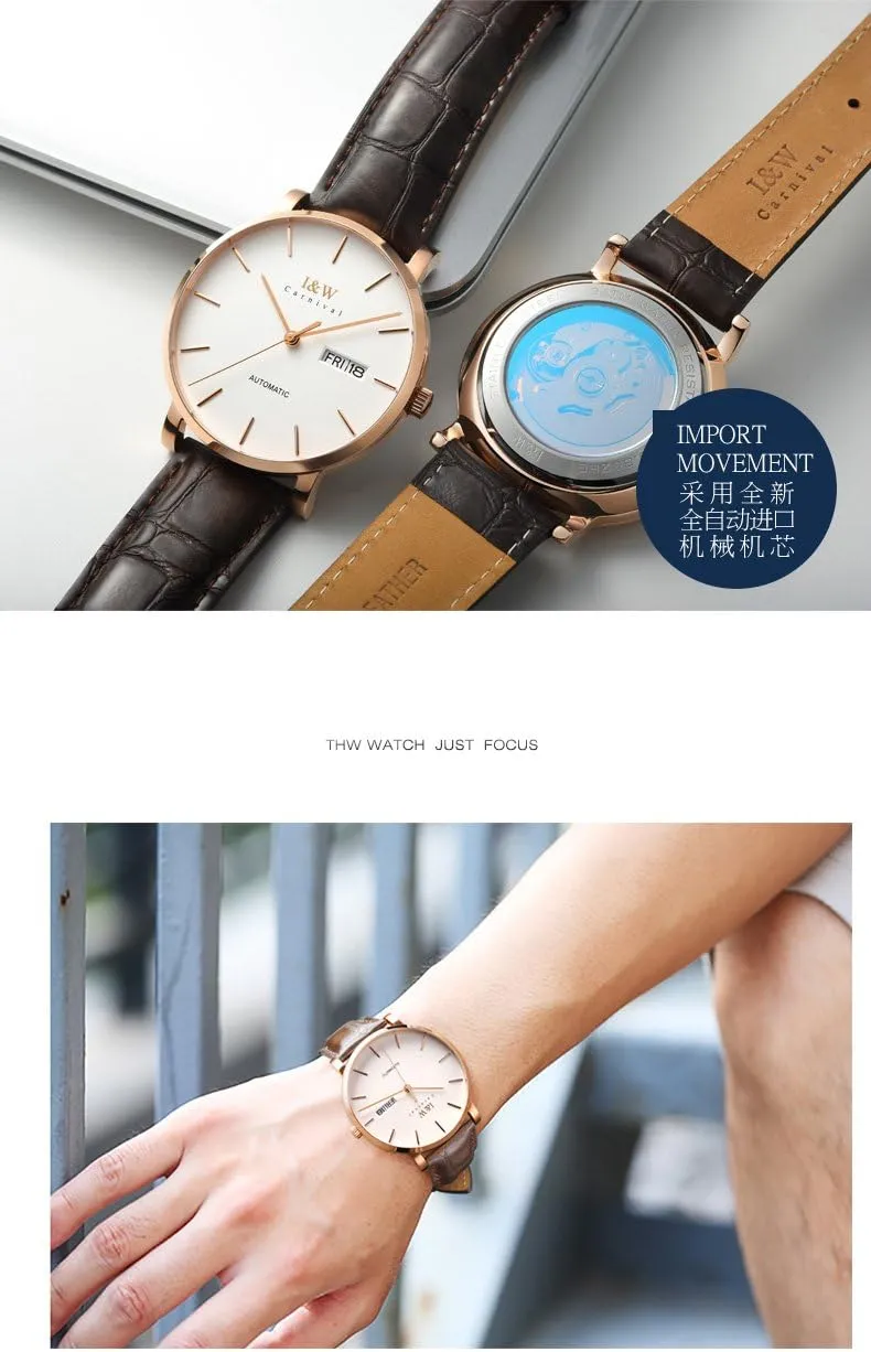Quartz Watch Calfskin Strap MASTOP Men's Luxury Watch Minimalist roam continually approval bustle slash Swiss Automatic Movement Sapphire Crystal Analog 