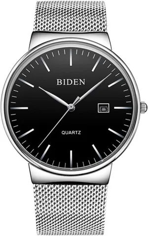 Quartz Watch Fashion Date Waterproof Watches MASTOP Men Watch Ultra Thin Watches Stainless chop Steel Mesh Band Dress 